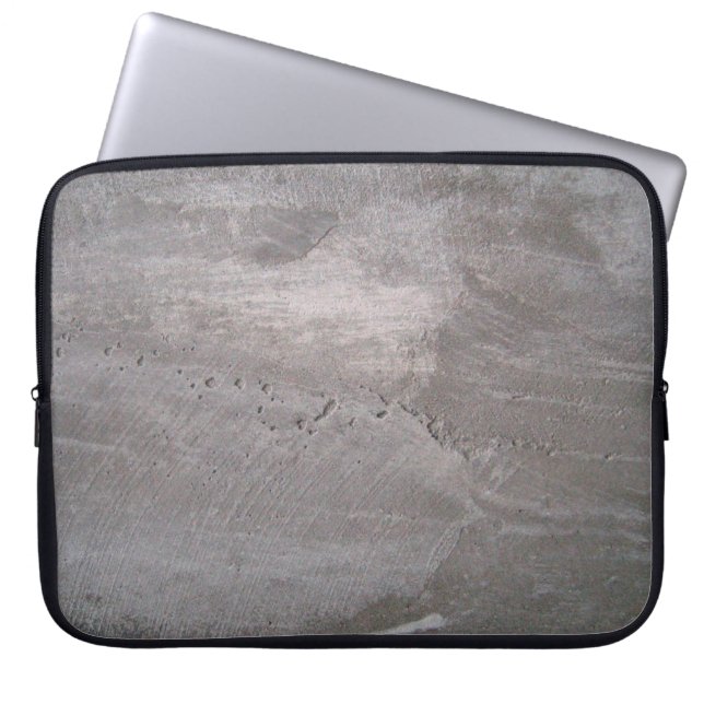 Concrete grey gray wall plaster laptop sleeve (Front)