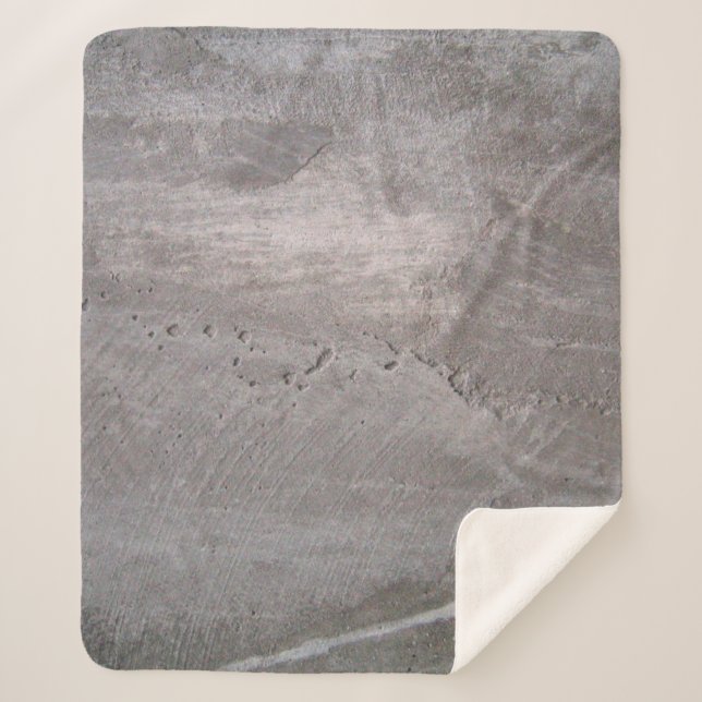 Concrete grey gray wall plaster sherpa blanket (Front)