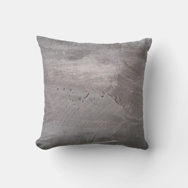 Concrete grey gray wall plaster throw pillow (Front)
