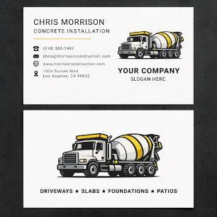 Concrete Installation Mixer Truck Business Card