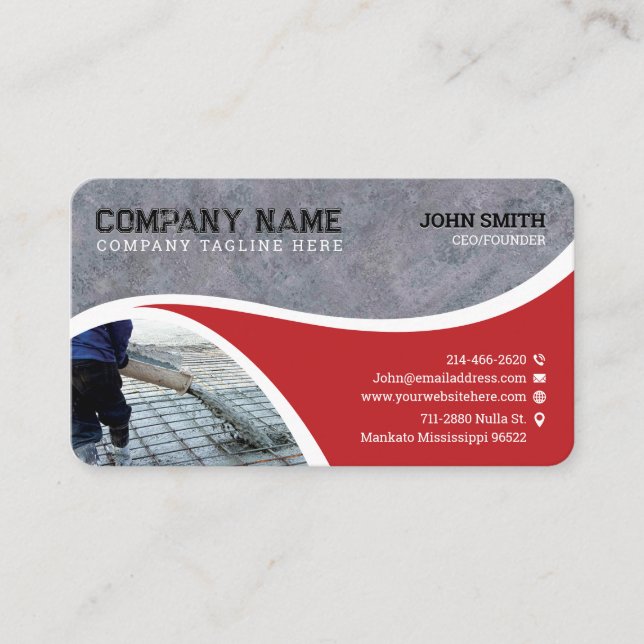 Concrete laying, Construction, Concrete Business Card (Front)