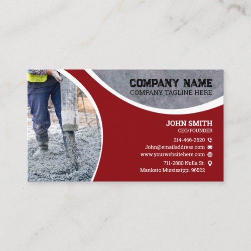 Concrete laying Construction remodeling Business Card