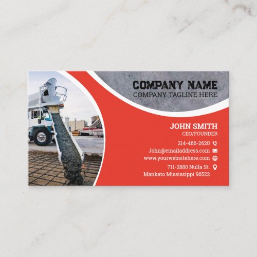 Concrete laying Construction remodeling Redimix Business Card