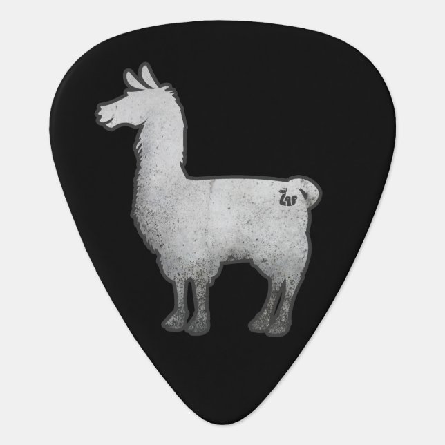 Concrete Llama Guitar Pick (Front)