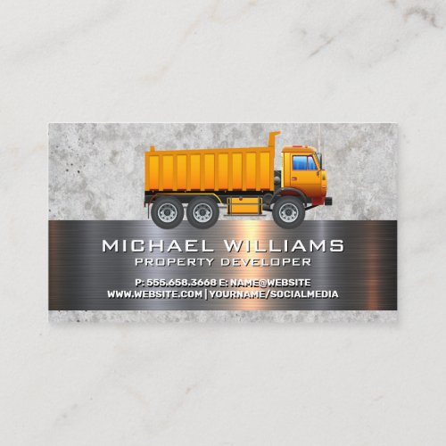 Concrete Metallic  Tools  Construction Truck Business Card