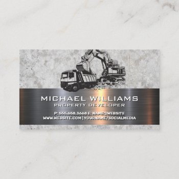 Concrete Metallic | Tools | Construction Vehicle Business Card by lovely_businesscards at Zazzle