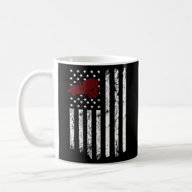 Concrete Mixer American Flag Patriotic Cement Truc Coffee Mug (Left)