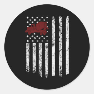 Concrete Mixer American Flag Patriotic Cet Truck D Classic Round Sticker