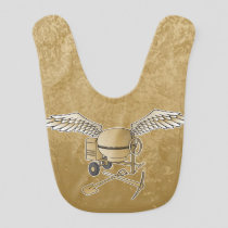 Concrete mixer beige baby bib