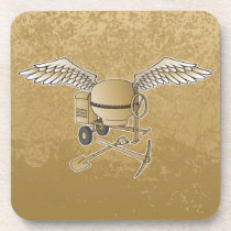Concrete mixer beige beverage coaster