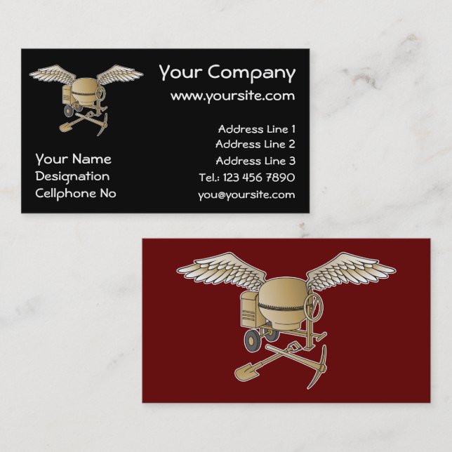 Concrete mixer beige business card (Front/Back)