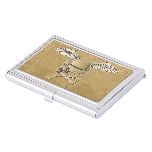 Concrete mixer beige business card case (Front)
