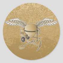 Concrete mixer beige classic round sticker