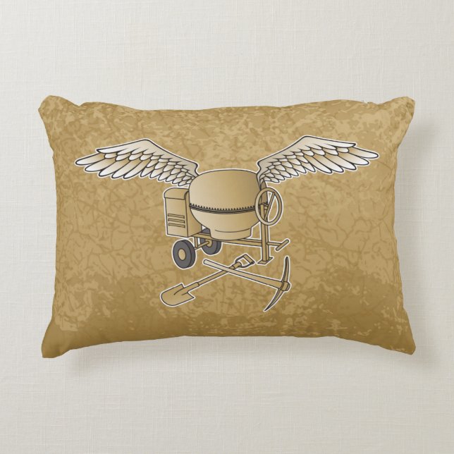 Concrete mixer beige decorative pillow (Front)