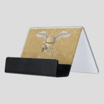 Concrete mixer beige desk business card holder