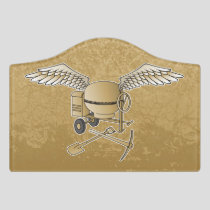 Concrete mixer beige door sign