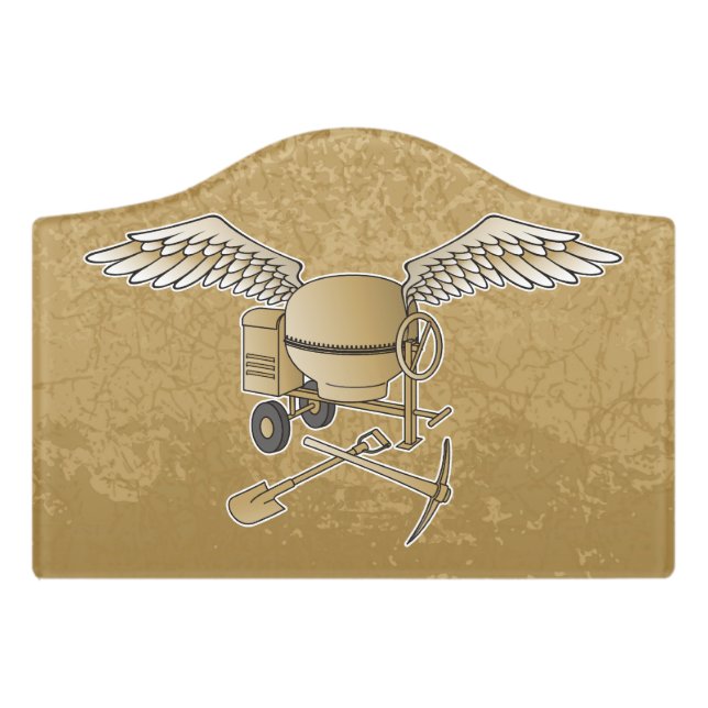 Concrete mixer beige door sign (Small Crest Front)