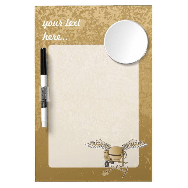 Concrete mixer beige dry erase board with mirror (Front)