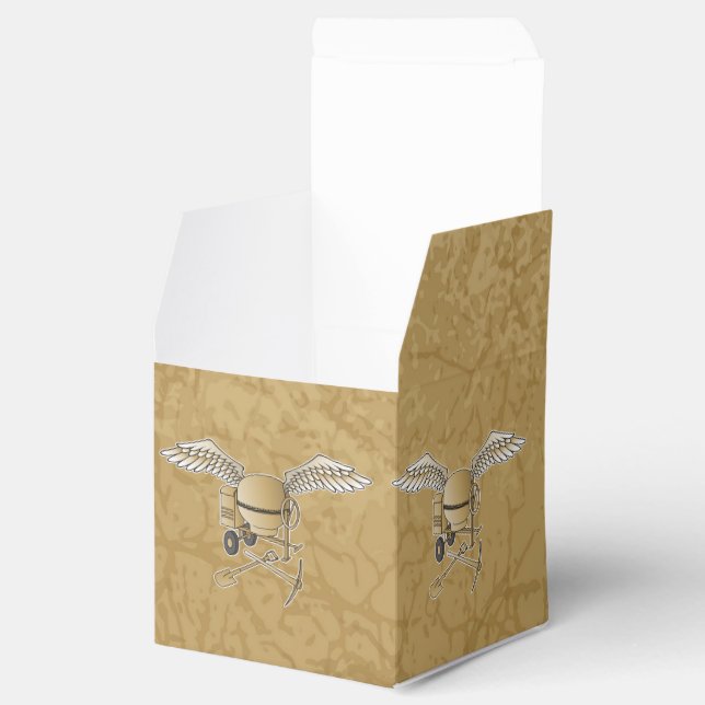 Concrete mixer beige favor boxes (Opened)