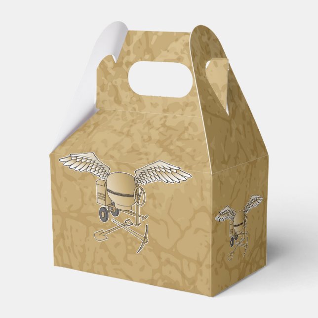 Concrete mixer beige favor boxes (Front Side)