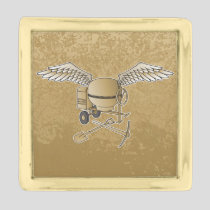 Concrete mixer beige gold finish lapel pin
