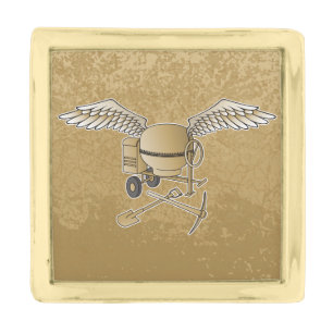 Concrete mixer beige gold finish lapel pin