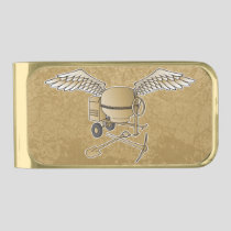 Concrete mixer beige gold finish money clip