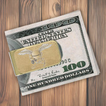 Concrete mixer beige gold finish money clip