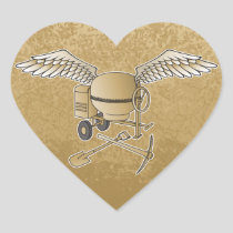 Concrete mixer beige heart sticker