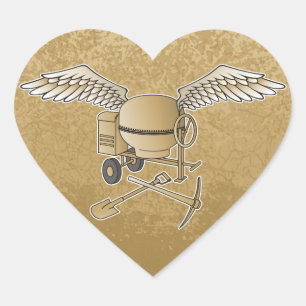 Concrete mixer beige heart sticker