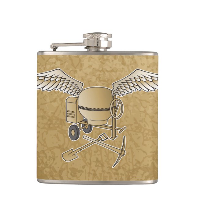 Concrete mixer beige hip flask (Front)