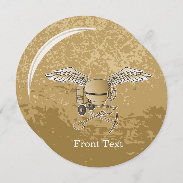 Concrete mixer beige invitation (Front/Back)