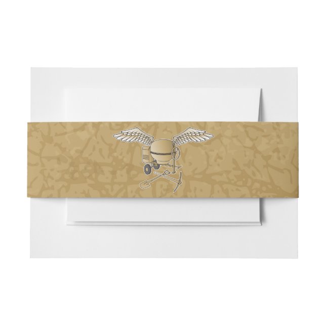 Concrete mixer beige invitation belly band (Front Example)
