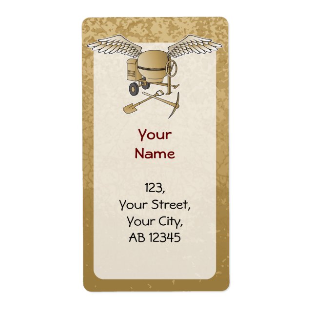 Concrete mixer beige label (Front)