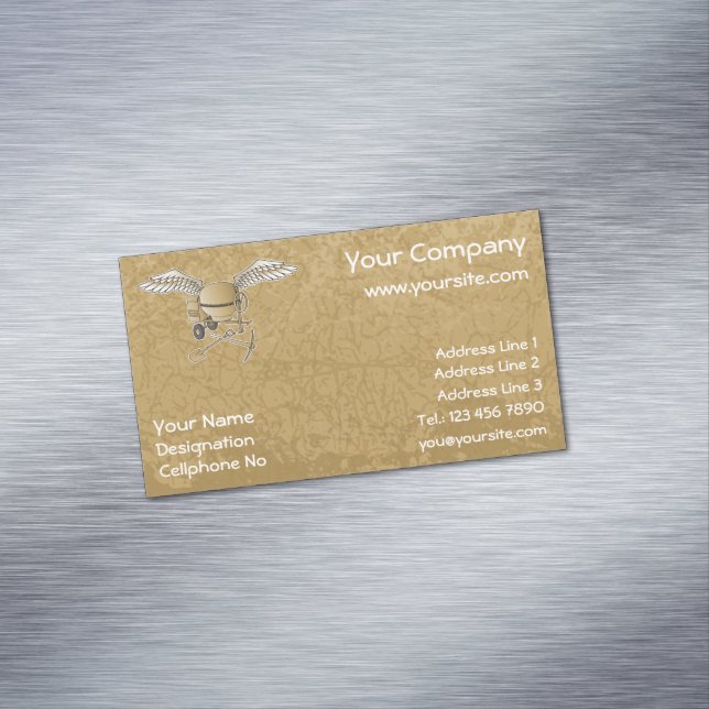 Concrete mixer beige magnetic business card (In Situ)