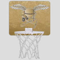 Concrete mixer beige mini basketball hoop