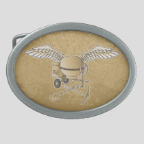 Concrete mixer beige oval belt buckle