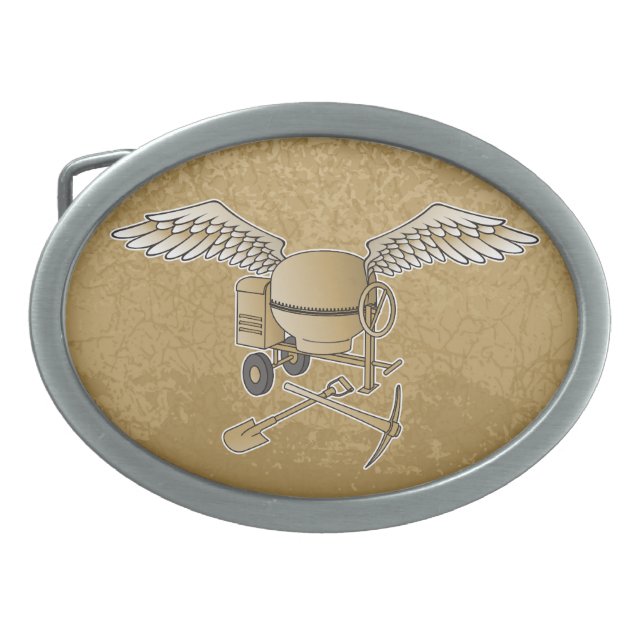 Concrete mixer beige oval belt buckle (Front)