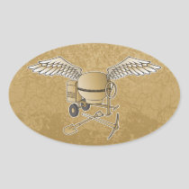 Concrete mixer beige oval sticker
