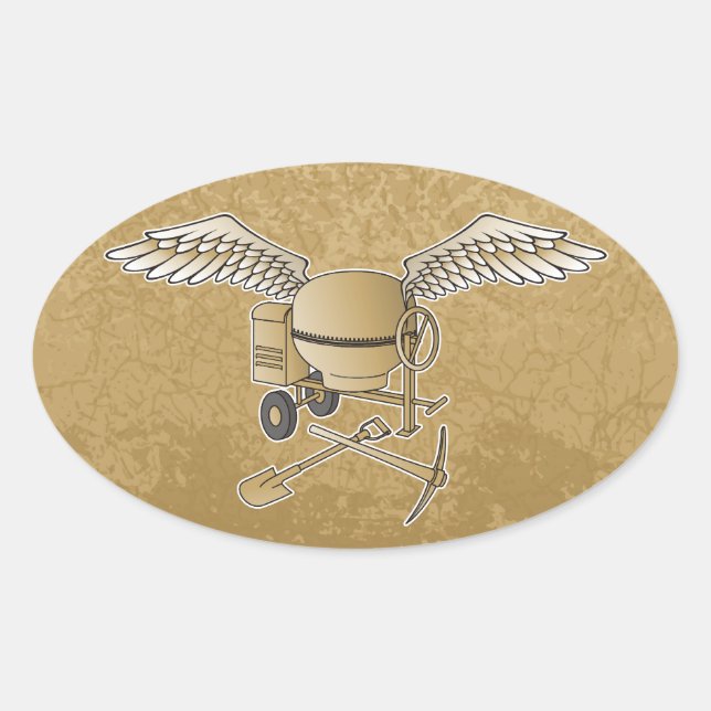 Concrete mixer beige oval sticker (Front)
