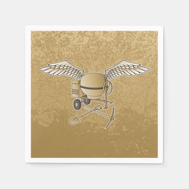 Concrete mixer beige paper napkins (Front)