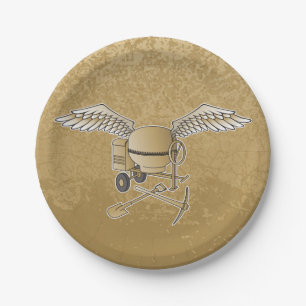 Concrete mixer beige paper plates