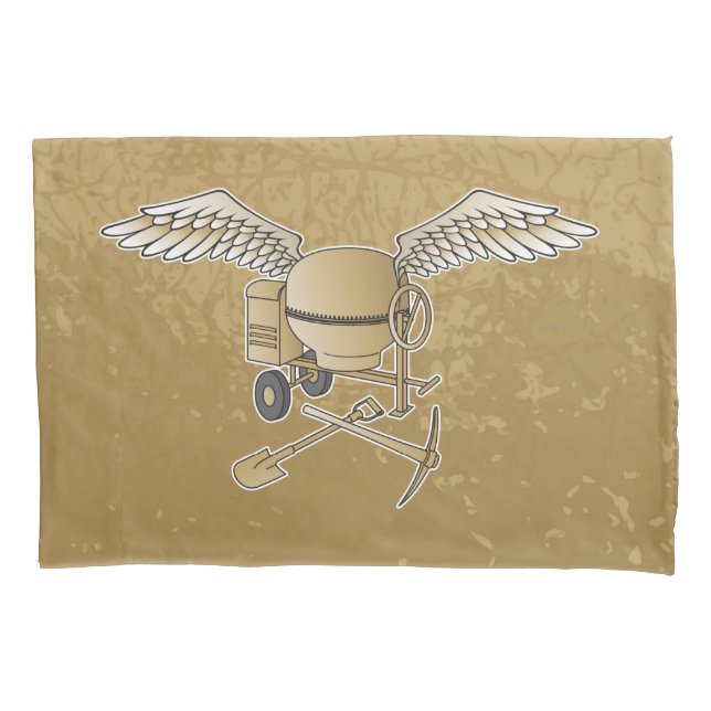 Concrete mixer beige pillow case (Front)