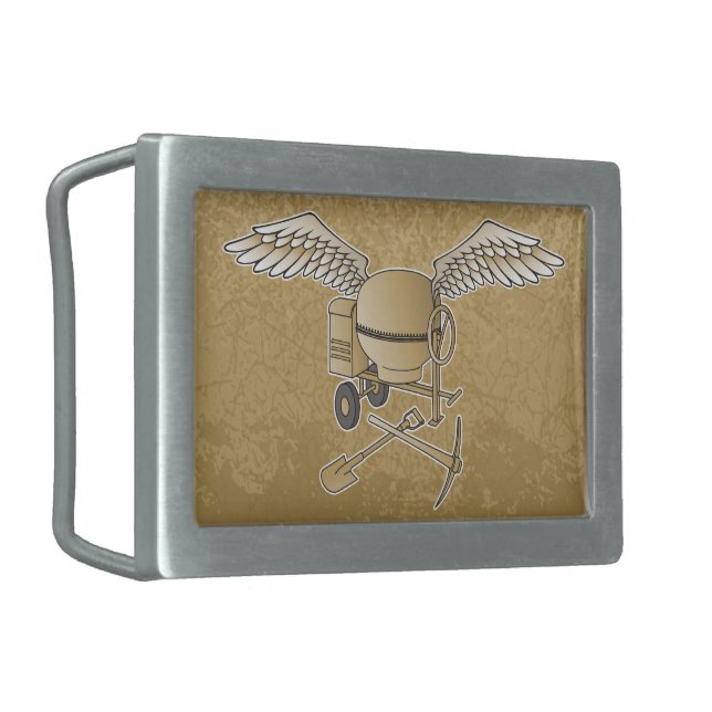 Concrete mixer beige rectangular belt buckle (Front Left)