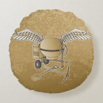 Concrete mixer beige round pillow