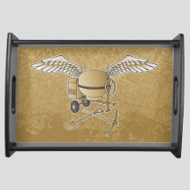 Concrete mixer beige serving tray