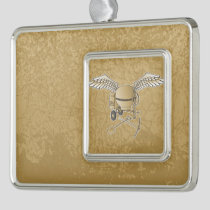 Concrete mixer beige silver plated framed ornament