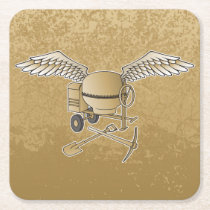 Concrete mixer beige square paper coaster