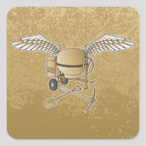 Concrete mixer beige square sticker