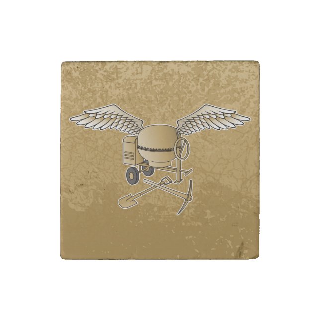 Concrete mixer beige stone magnet (Front)